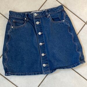 Denim Button-Front Skirt